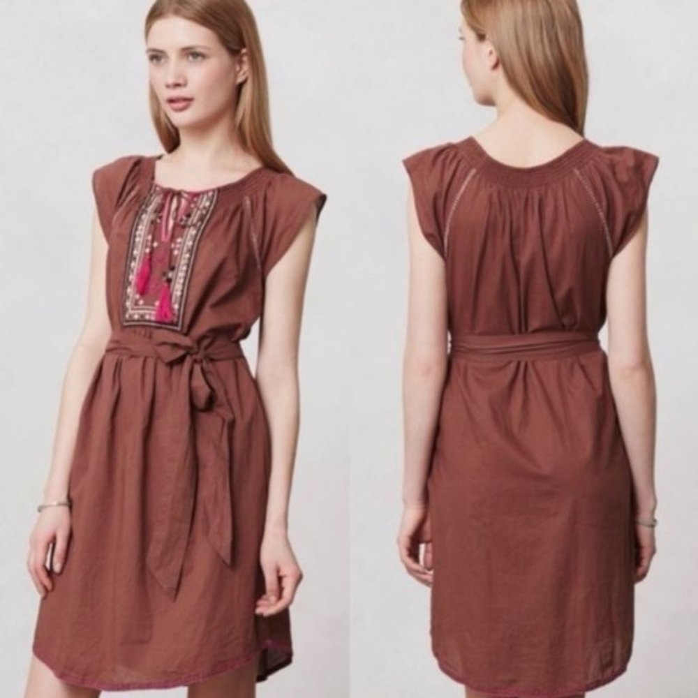 Anthro Maeve Marbella Embroidered Shift Dress
